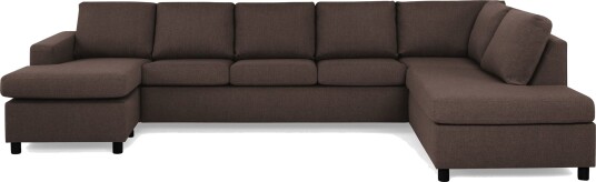 Crazy 5 seters Høyrevendt U formet X Large Sofa med Divan og Sjeselong i Stoff Brun