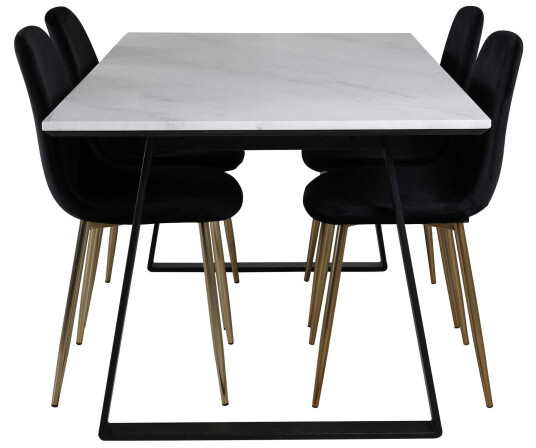 Venture Design Estelle & Polar spisegruppe Hvit/svart 4 st stoler & bord 140 x 90 cm