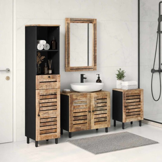 vidaXL Baderomsskapsett 4 stk. Naturlig 38 x 33 x 160 cm