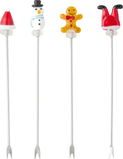 Bloomingville   Feliz Cocktailgaffel i glass 4 stk 12 cm julemotiv