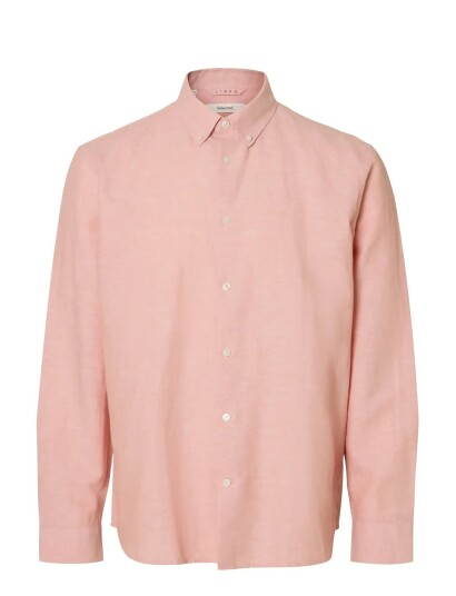 Selected Slhregclay Linen Blend Bd Ls Shirt Pink L Selected Slhregclay Linen Blend Bd Ls Shirt Pink L