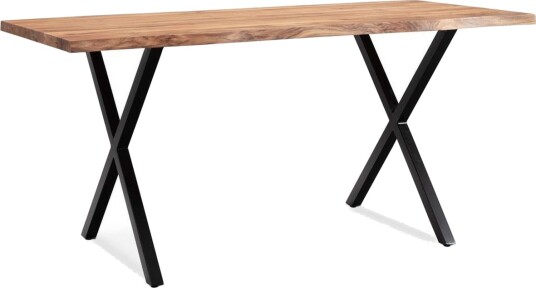 Spisebord Wohnling Heltre med trekanter rektangulær landlig stil Svart, krysset, 180x90 cm - Svart, krysset, 180x90 cm