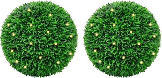 Kunstige buksbomballer med LED lys 2 stk grønn 55 cm Kunstige buksbomballer med LED lys 2 stk grønn 55 cm