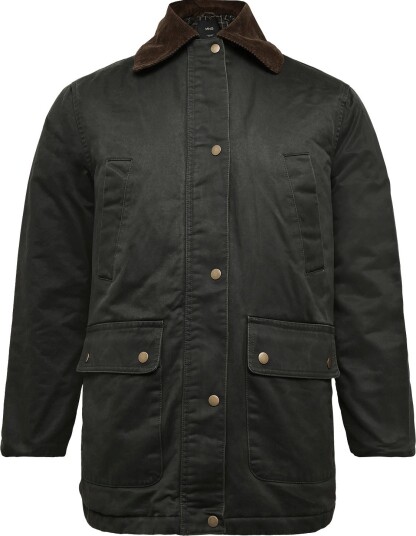 Mango Teen Cotton Parka With Corduroy Collar   MEDIUM GREEN   XXS