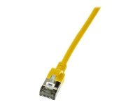 LogiLink SlimLine - Koblingskabel - RJ-45 (hann) til RJ-45 (hann) - 50 cm - SSTP, PiMF - CAT 6a - med støvel, halogenfri, formstøpt, uten hindringer - gul, RAL 1021