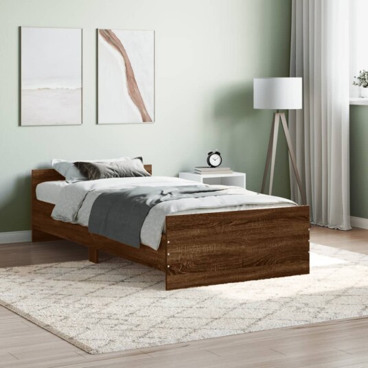 vidaXL Sengeramme brun eik 90x200 cm konstruert tre 8721012154179
