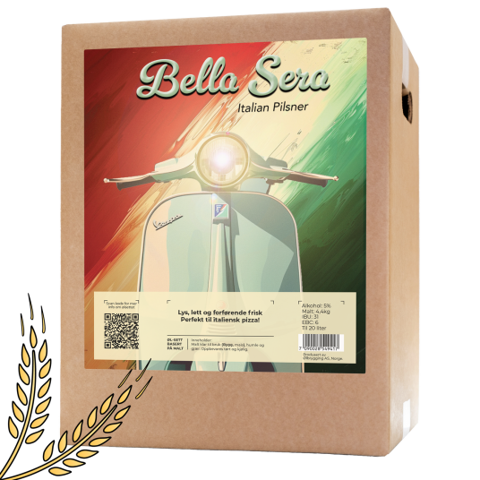 Ølbrygging As Bella Sera Italian Pilsner Allgrain Ølse Lys lett og forførende frisk! Ølbrygging As Bella Sera Italian Pilsner Allgrain Ølse Lys lett og forførende frisk!
