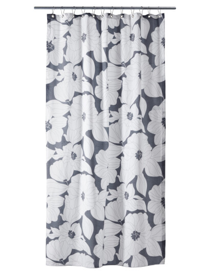 compliments Flora Shower Curtain W/Eyelets 200 Cm - Grey - 140X200CM