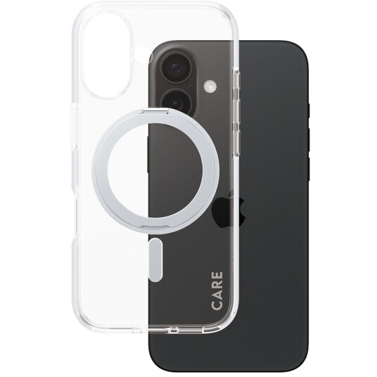 PanzerGlass iPhone 16 MagSafe Deksel med Stativ Transparent Sølv PanzerGlass iPhone 16 MagSafe Deksel med Stativ Transparent Sølv