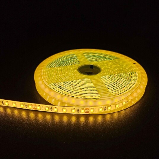 5m 10W/m Gul LED strip 24V DC IP65 120 LED pr. meter Kulør : Gul