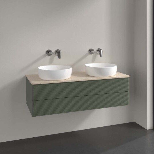 Villeroy & Boch Antao Servantskap med 2 skuffer 120x50x36 cm u/lys Grønn Matt/Crème
