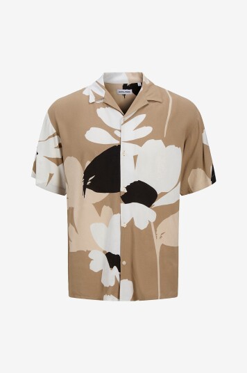 Jack & Jones Junior Skjorte jjJeff Monochrome Resort Shirt SS J Grå