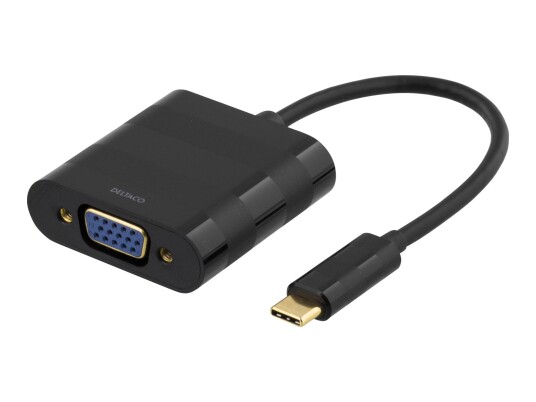 Deltaco USB-C til VGA Adapter 0,1 m - Ekstern Videoadapter i Svart
