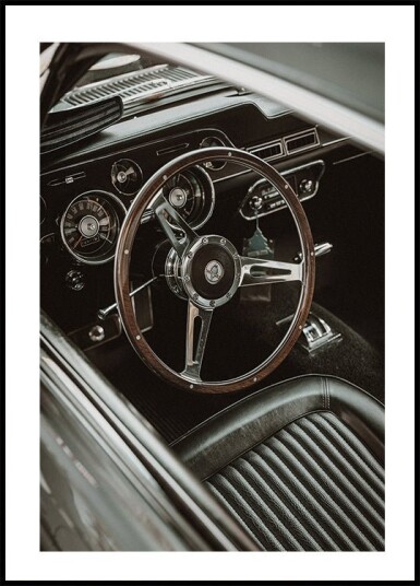 Vintage Car Steering Wheel Plakat Plakat / 100x150cm