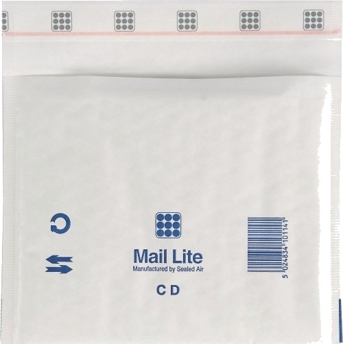 Mail Lite Cd - Konvolutt - 160 X 180 Mm - Firkantet - Åpen Side - Selvklebende - Bobleplast - Pakke Av 100