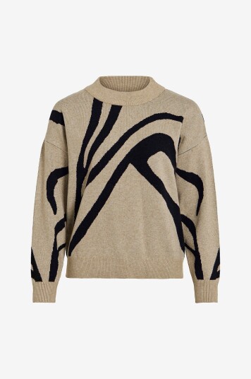 Vila Pullover viTif Jacquard L/S Knit Top Brun