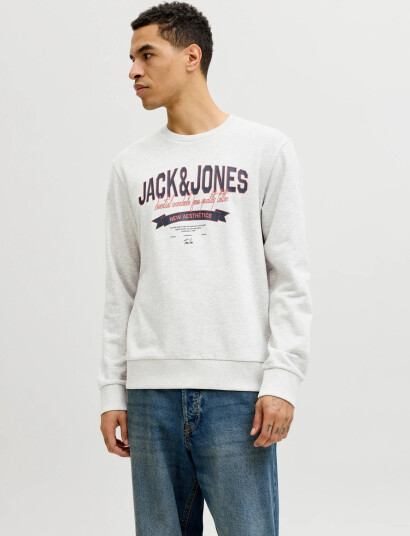 Jack & Jones Jjelogo Sweat Crew Neck 2 Col Ss26   Grey   XL