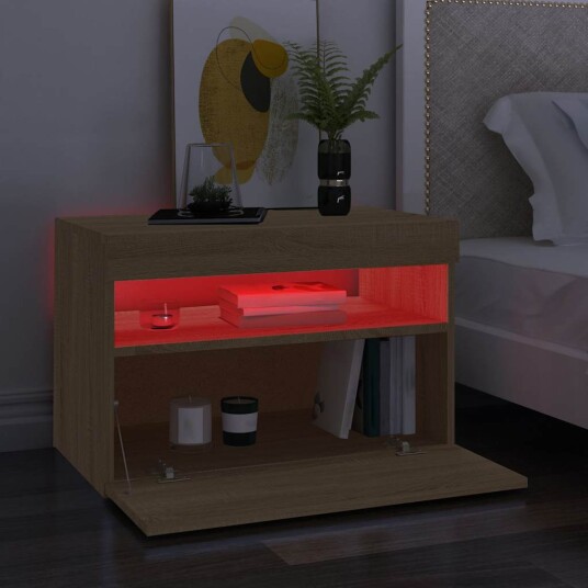 vidaXL TV-benk med LED-lys sonoma eik 60x35x40 cm vidaXL TV-benk med LED-lys sonoma eik 60x35x40 cm