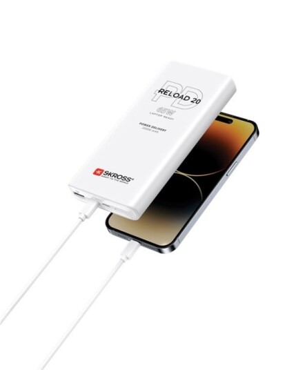 SKROSS Powerbank Reload 20 PD 65W 20000mAh Hvit med USB-C SKROSS Powerbank Reload 20 PD 65W 20000mAh Hvit med USB-C