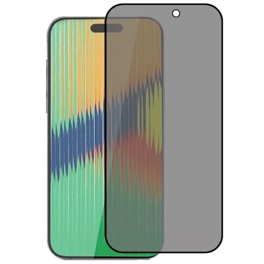 INCOVER iPhone 15 Skjermbeskytter i Glass m. Privacy - Full-fit - Svart Kant