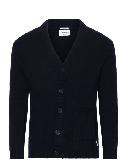 Lindbergh Lambswool Button Cardigan - Navy - L Lindbergh Lambswool Button Cardigan - Navy - L
