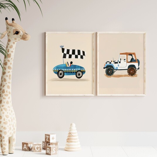 Namly Design Plakat Vintage Bilkolleksjon / Sett med 2 POSTERUYUXEJ
