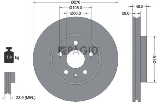 PAGID 54989NC Bremseskive PAGID 54989NC Bremseskive