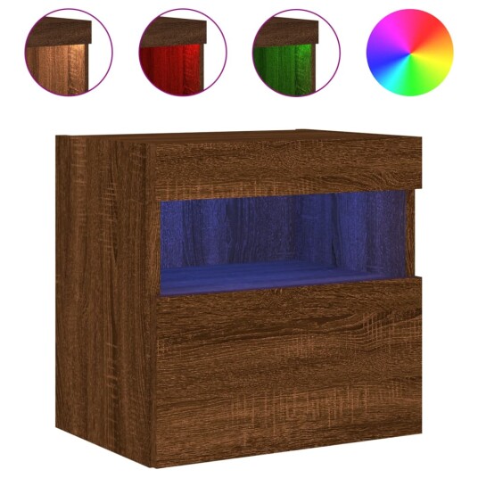 TV Veggskap med LED brun eik 40x30x40 cm 837181