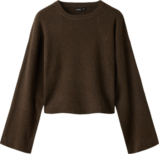 LMTD Nlfheavy Ls Short Fitted Knit   Brown   134 140