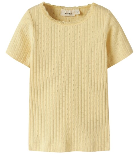 Lil" Atelier T skjorte   Rib   NmfHaldiSollys m. Hullmønster   Lil Atelier   6 år 116   T skjorte   Gul