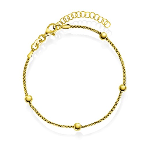 Pan Jewelry, Armbånd i forgylt 925 sølv med kuler, 19 cm