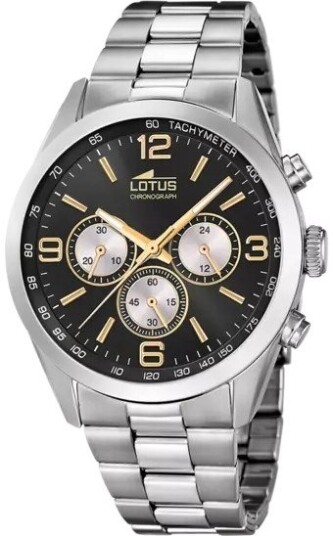 Lotus Herreklokke 18152/I Classic Sort/Stål Ø43 mm