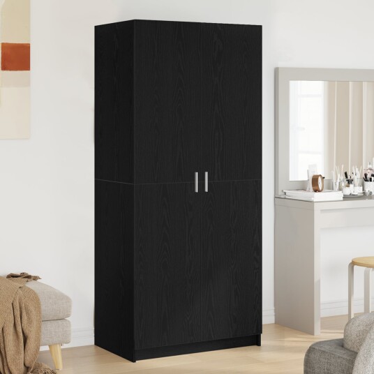 Garderobe Svart Eik 80x51x180 cm Konstruert Tre