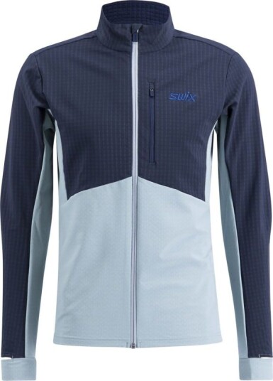 Swix Men's Pace Hybrid Full Zip Midlayer S , Dark Navy/Fog