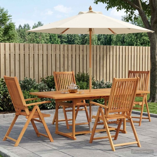 vidaXL Ute spisegruppe med parasoll 6 stk. 4-seters