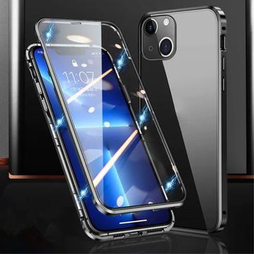 iPhone 15 Magnetisk Deksel med Herdet Glass Svart