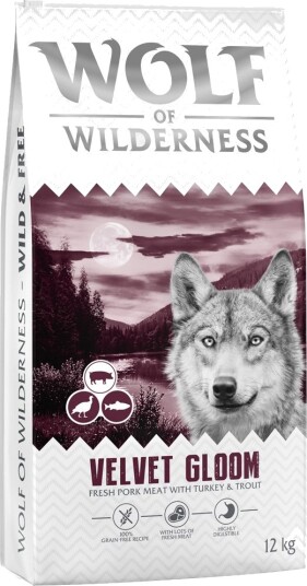 Wolf Of Wilderness Tørrfôr Velvet Gloom & Ørret Kornfri Ny Oppskrift Kalkun 12 kg
