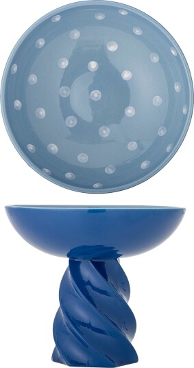 Bloomingville Riley Pedestal Bowl Blue Ø 24.5 CM Bloomingville Riley Pedestal Bowl Blue Ø 24.5 CM