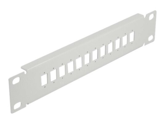 Delock - Pluggbord (Blankt) - Rackmonterbar - Grå - 1U - 10" - 12 Porter