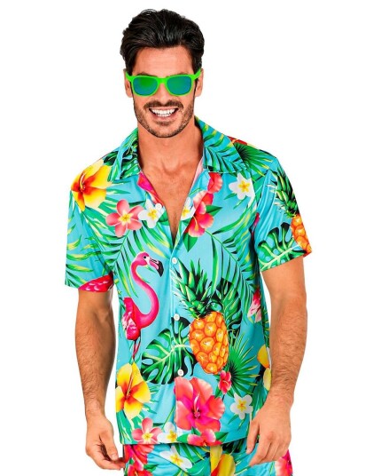 Widmann Hawaiiskjorte Turkis Flamingo XXL
