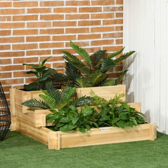 3-lags blomsterkasse i tre for balkong