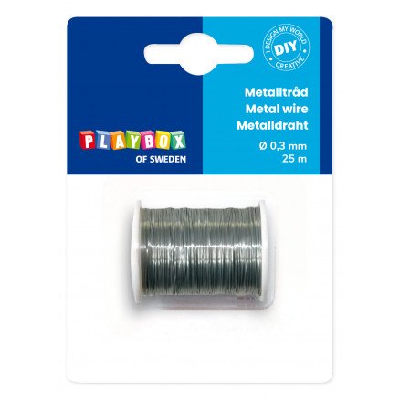 Playbox Metalltråd/Metallvaier Sølv 0,3mm 25m Playbox Metalltråd/Metallvaier Sølv 0,3mm 25m