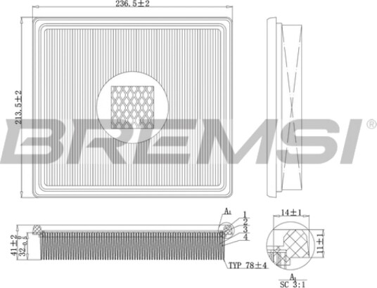 Luftfilter BREMSI FA1163 Luftfilter BREMSI FA1163