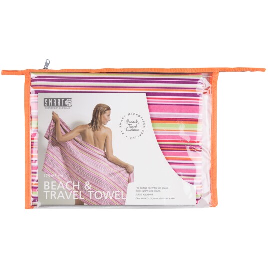 Smart Beach towel pink stripes Smart Beach towel pink stripes