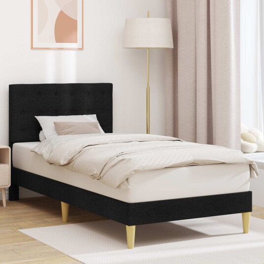 Sengestamme med hodegjerde Svart 80 x 200 cm Stoff