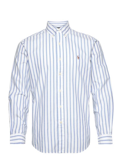 Polo Ralph Lauren Custom Fit Striped Oxford Shirt Blue L