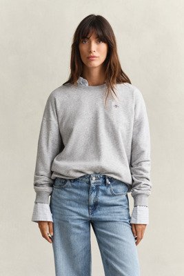 GANT Shield C-Neck Sweat - Grey - S GANT Shield C-Neck Sweat - Grey - S
