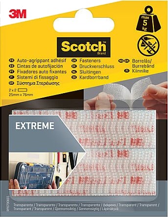 Scotch borrelås ekstrem 25x75mm transparent