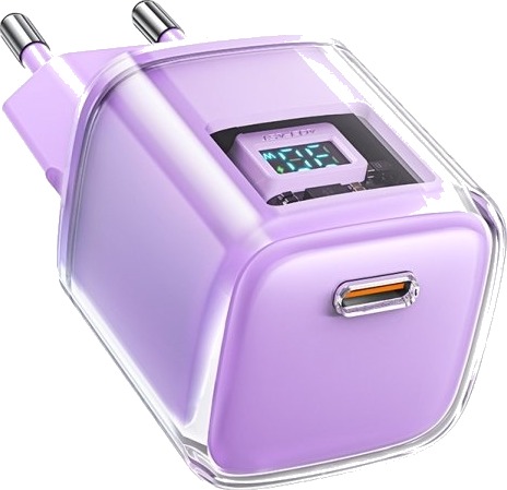 Acefast A53 Pd 30W Gan Usb-C-Lader Med Skjerm Lilla