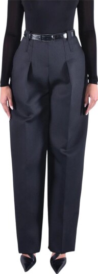 Elisabetta Franchi High-Waist Vid Bukse i Ull Svart S Elisabetta Franchi High-Waist Vid Bukse i Ull Svart S